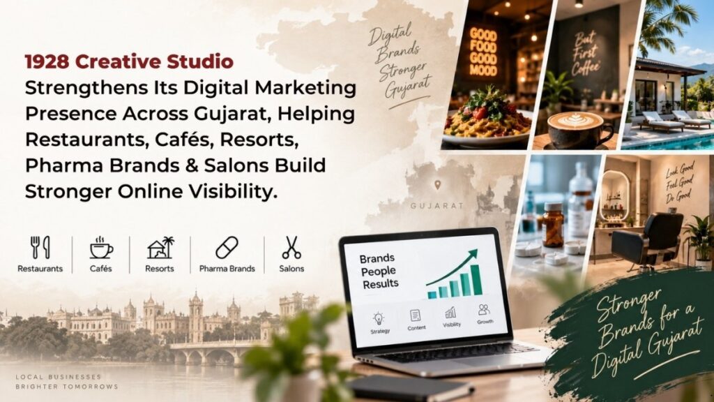 1928 Creative Studio Strengthens Its Digital Marketing Presence Across Gujarat, Helping Restaurants, Cafés, Resorts, Pharma Brands and Salons Build Stronger Online Visibility
